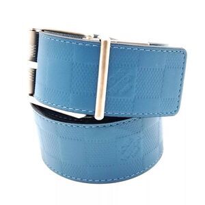 NEW Auth Louis Vuitton Blue Leather Damier Infini Belt Men’s 90 Unisex Appeal